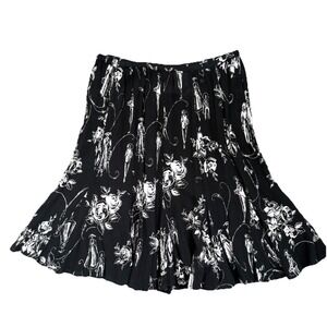 Bila Dark Floral Mini Skirt Womens Small‎ Fairy Whimsigoth Flared Fall Feminine